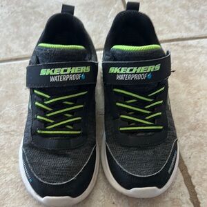 Skechers Kids Waterproof Black and Green Shoes